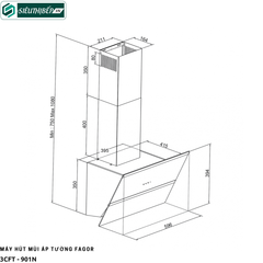 Máy hút mùi Fagor 3CFT - 901N (Áp tường - Kính vát)