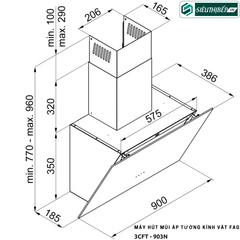 Máy hút mùi Fagor 3CFT - 903N (Áp tường - Kính vát)