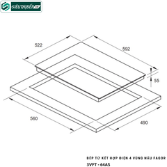 Bếp từ kết hợp điện Fagor 3VFT - 64AS (4 vùng nấu - Made in Poland)