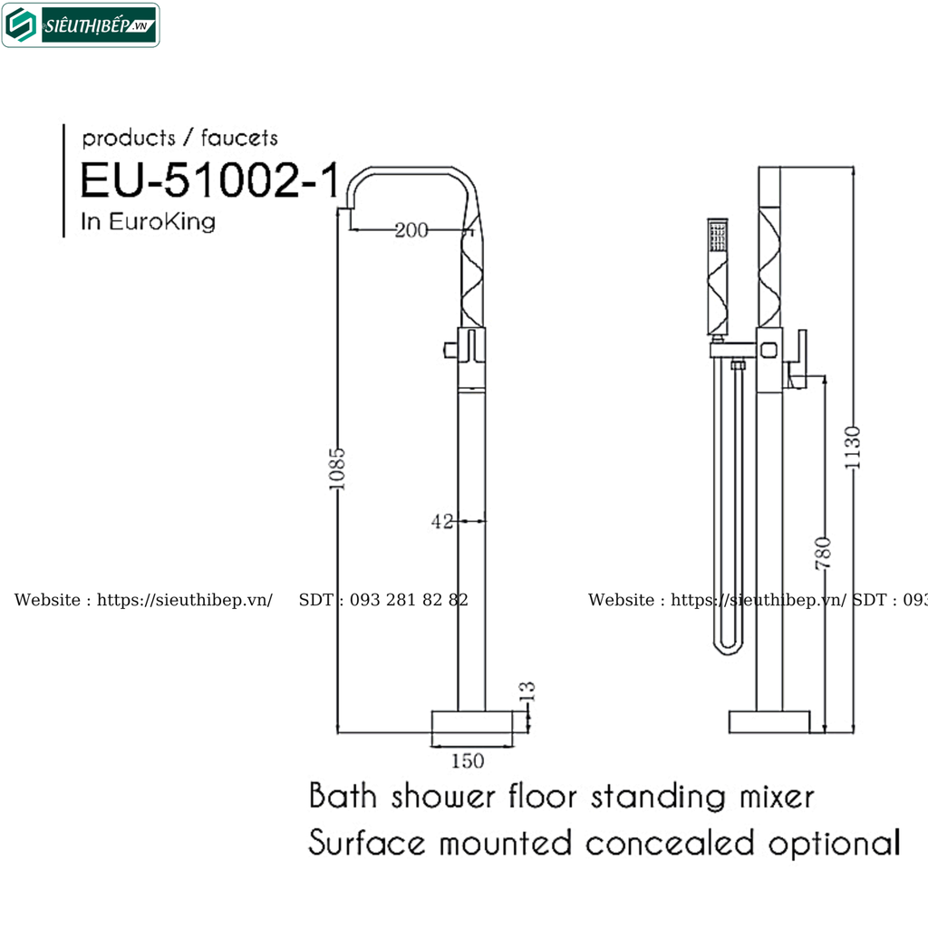 Vòi bồn tắm Euroking EU - 51002-1