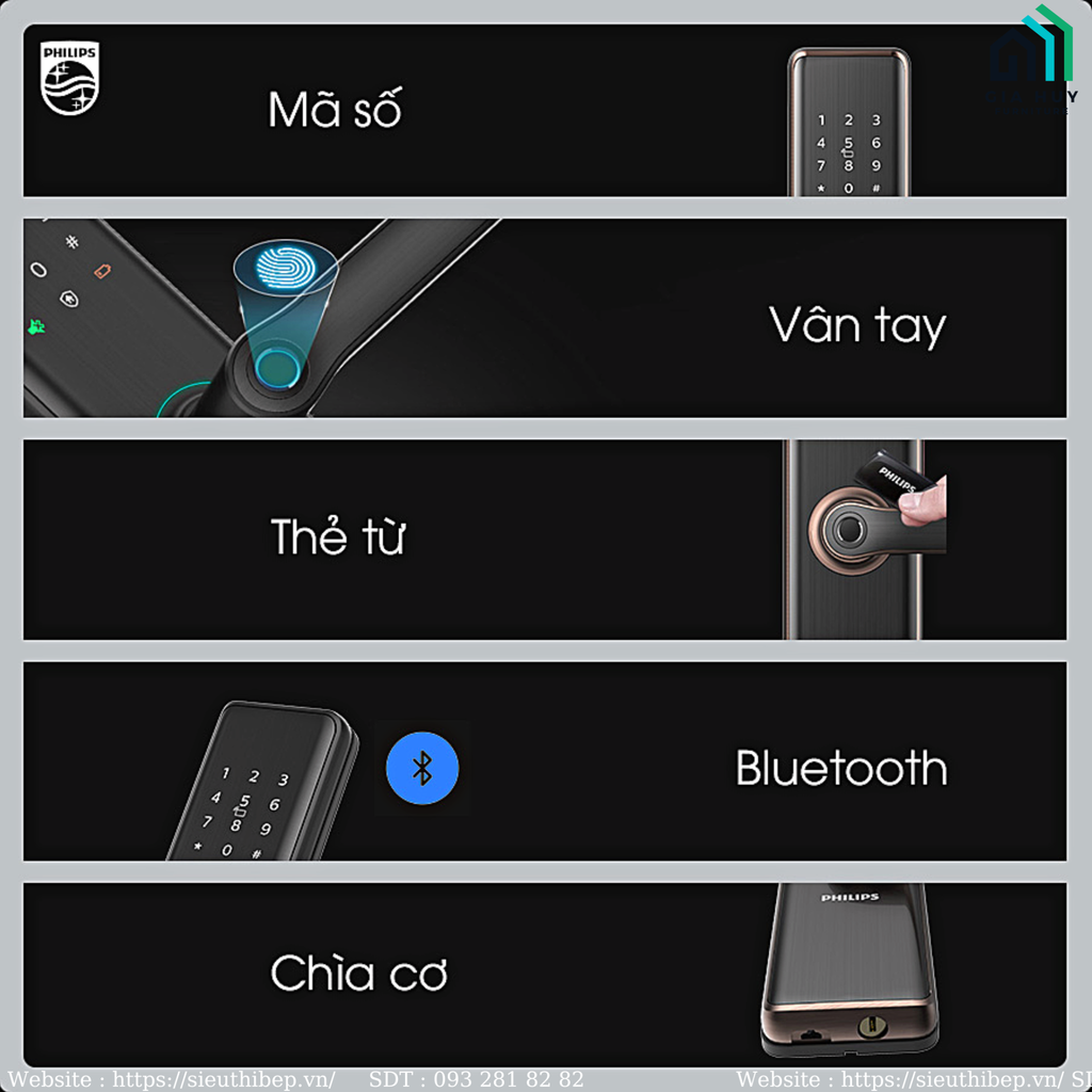 Khóa điện tử Philips 7300 (Mở khóa bằng Bluetooth thông minh)