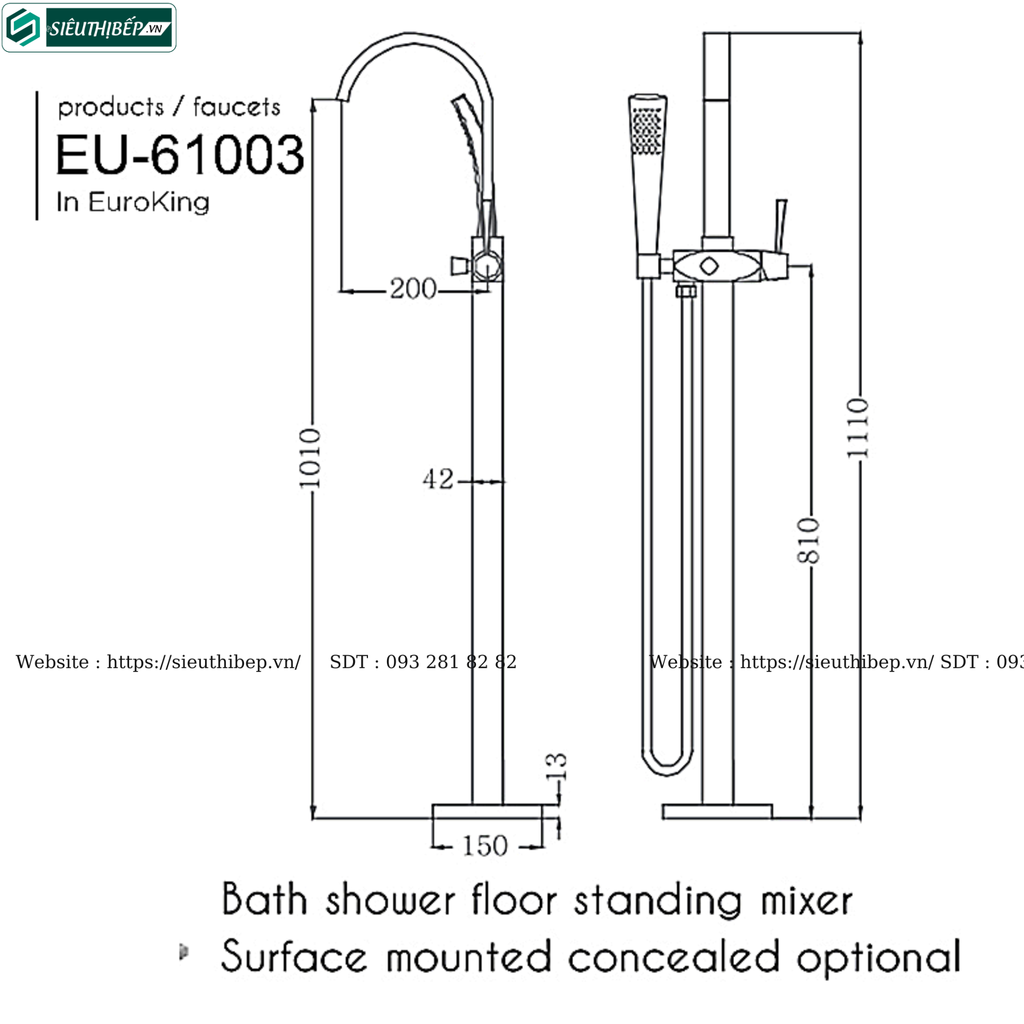 Vòi bồn tắm Euroking EU - 61003