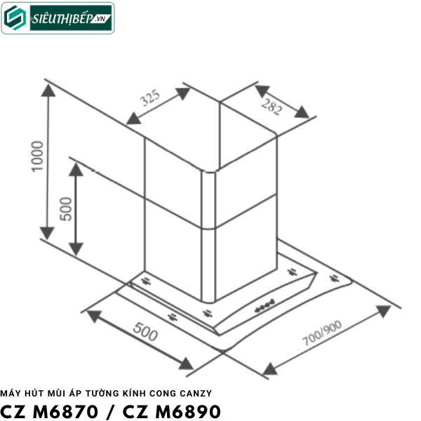 Máy hút mùi Canzy CZ M6870 / CZ M6890 (Áp tường - kính cong)