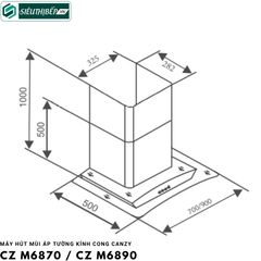 Máy hút mùi Canzy CZ M6870 / CZ M6890 (Áp tường - kính cong)