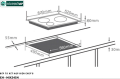 Bếp từ kết hợp điện Chef's EH - MIX545N (3 vùng nấu - Made in Spain)