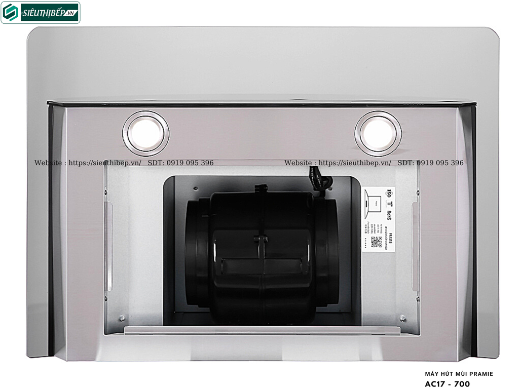 Máy hút mùi Pramie AC17 - 900 / AC17 - 700 (Áp tường, chữ T kính cong - Made in Thailand)