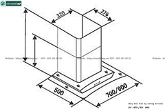 Máy hút mùi Sevilla SV - 870 / SV - 890 (Áp tường - Kính cong)