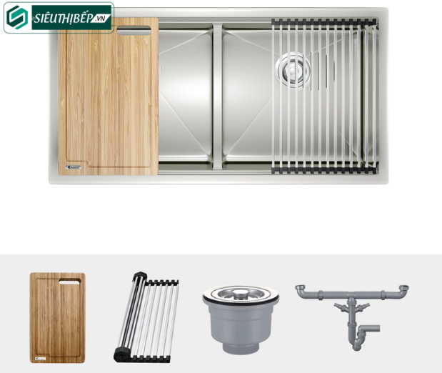 Chậu rửa bát Konox KN 8046DUB (inox 2 hộc đều)