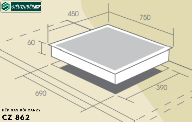 Bếp gas đôi Canzy CZ 862 (Lắp âm)