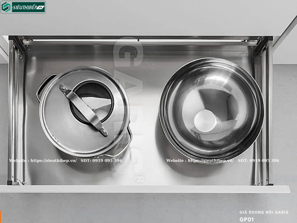 Giá xoong nồi Garis GP01 (Nan tạo hình dạng hộp, inox, dùng cho cánh kéo)