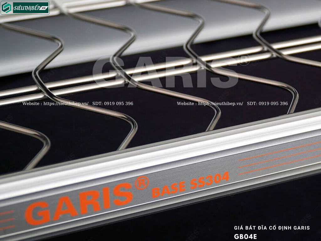 Giá bát đĩa cố định Garis GB04E (Nan tròn, inox 304, bề mặt điện hóa xước mờ, 2 tầng)