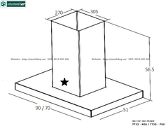 Máy hút mùi Pramie TT32 - 900 / TT32 - 700 (Áp tường, chữ T - Made in Thailand)