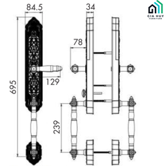 Khóa đại sảnh điện tử Kassler  KL - 939 F (Tân cổ điển - Mở khóa bằng FACE ID thông minh)