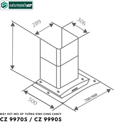 Máy hút mùi Canzy CZ 9970S / CZ 9990S  (Áp tường - kính cong)