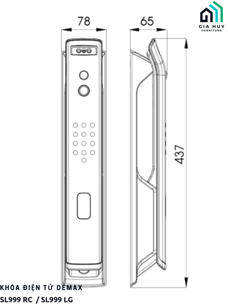 Khóa điện tử Demax SL999 RC  / SL999 LG nhận khuôn mặt FACE ID 3D thông minh