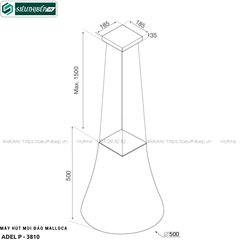 Máy hút mùi đảo Malloca ADEL P - 3810 (Treo độc lập - Made in Italy)