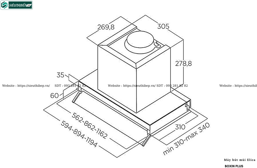 Máy hút mùi Elica BOXIN PLUS (Âm tủ - Made in Italy)