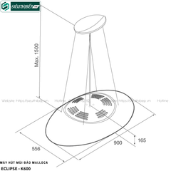 Máy hút mùi đảo Malloca ECLIPSE - K600 (Treo độc lập - Elip)