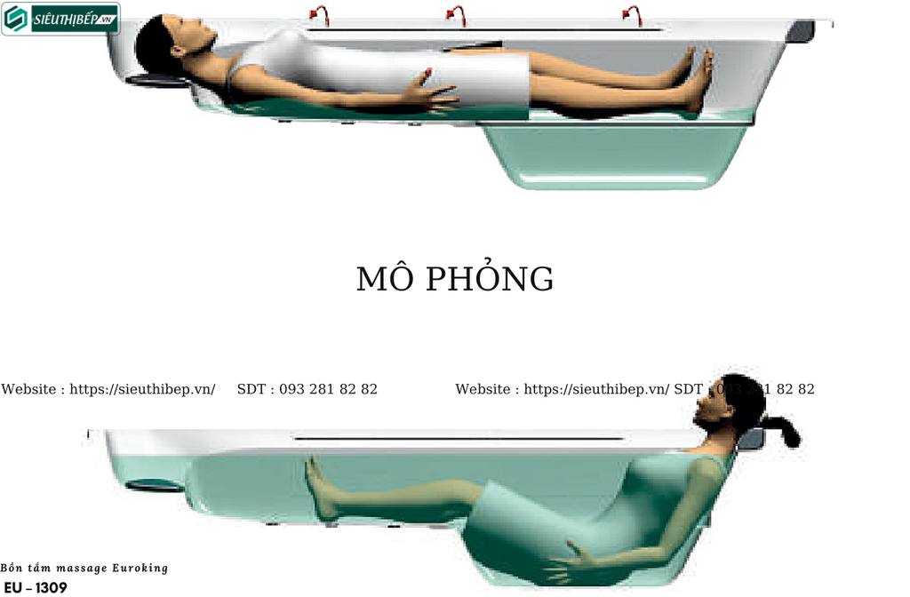 Bồn tắm massage Euroking EU – 1309 (Kết cấu song đôi, 8 mắt massage, 8 mắt sục khí)