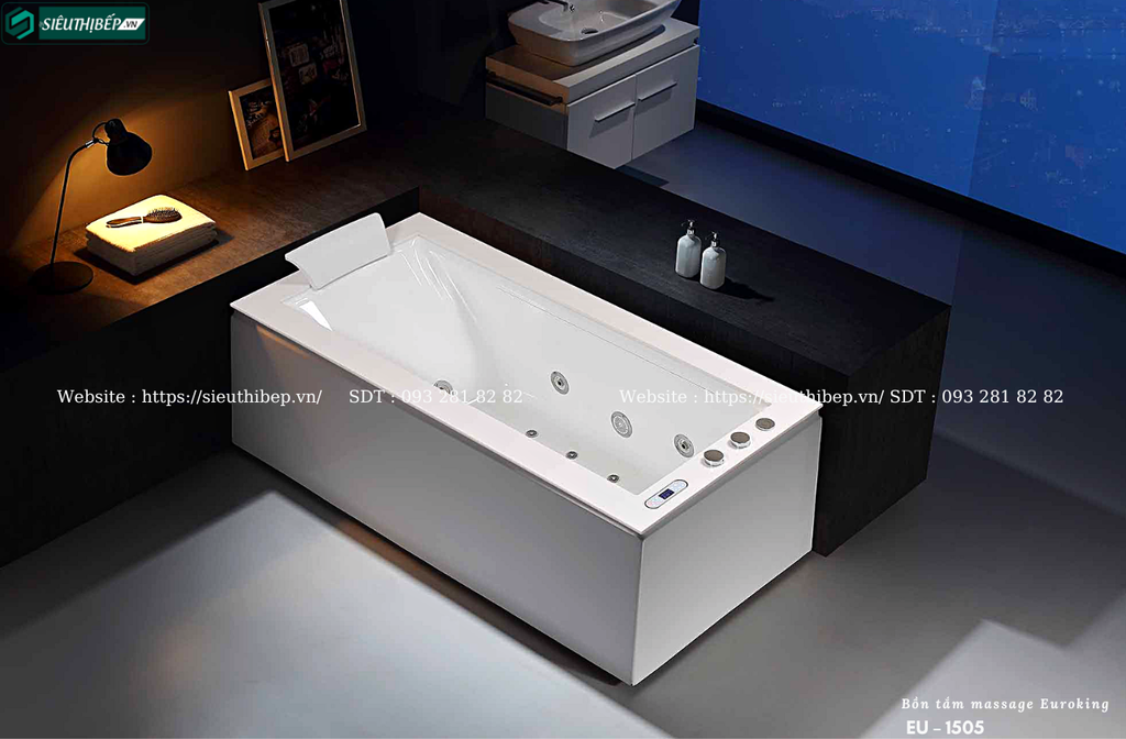 Bồn tắm massage Euroking EU – 1505 (Hệ thống massage, sủi khí và tạo thác)