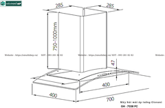 Máy hút mùi Giovani GH - 7038 PC (Áp tường, kính cong)