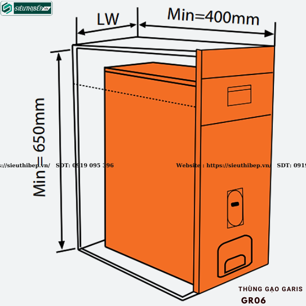 Thùng gạo Garis GR06 (Thùng gạo 1 khoang, 12kg)