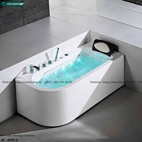 Bồn tắm massage Govern JS - 6010-2 (Bồn tắm massage, sục khí, đèn đa sắc, 2 thác tràn)