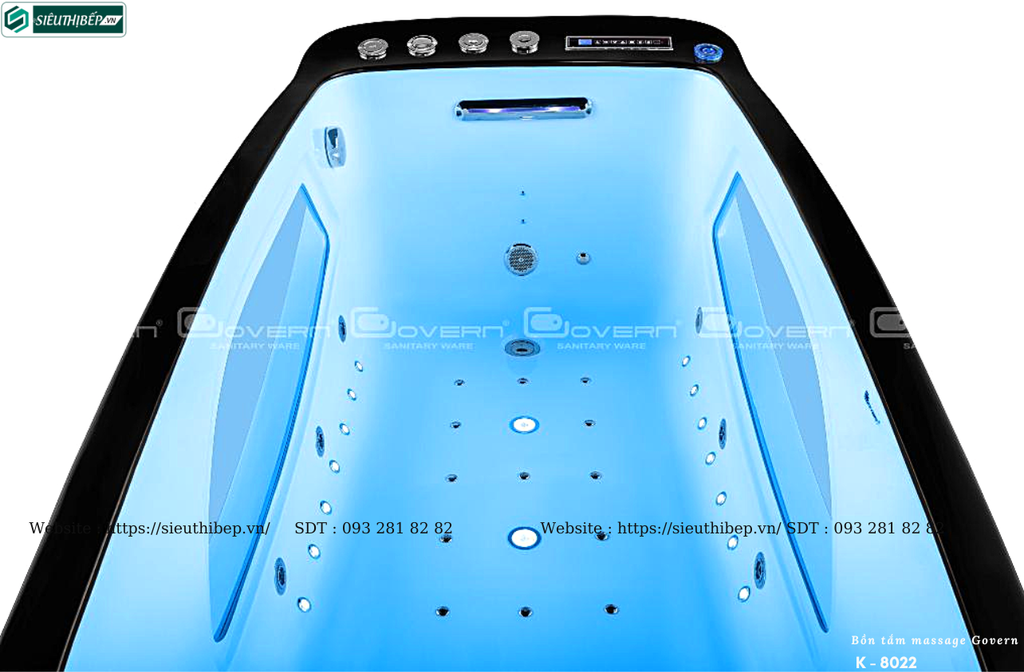 Bồn tắm massage Govern K - 8022 (Bồn tắm Massage, sục khí, đèn đa sắc)