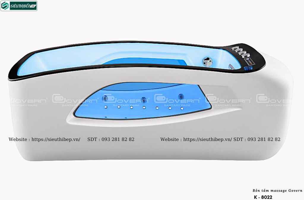 Bồn tắm massage Govern K - 8022 (Bồn tắm Massage, sục khí, đèn đa sắc)