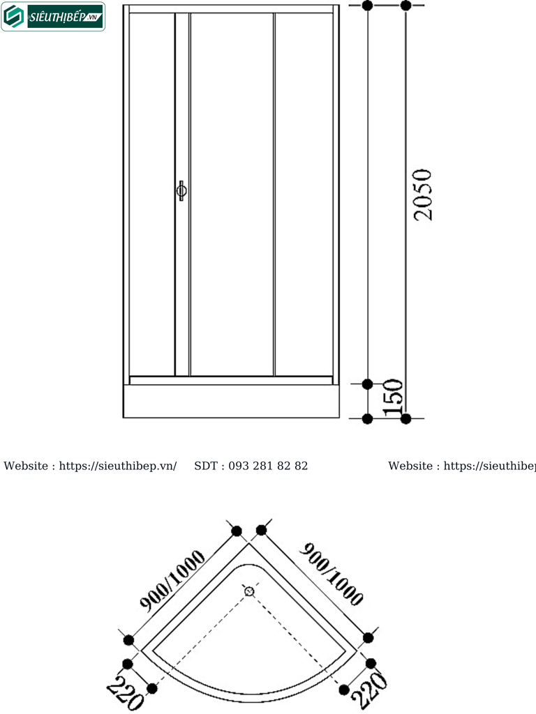 Bồn tắm phòng vách kính Govern LV - 17 ( Đế thấp Acrylic)