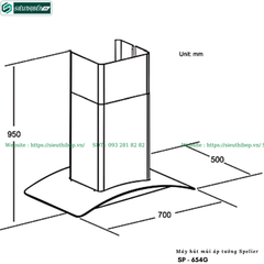 Máy hút mùi Spelier SP - 654G (Áp tường - Kính cong)