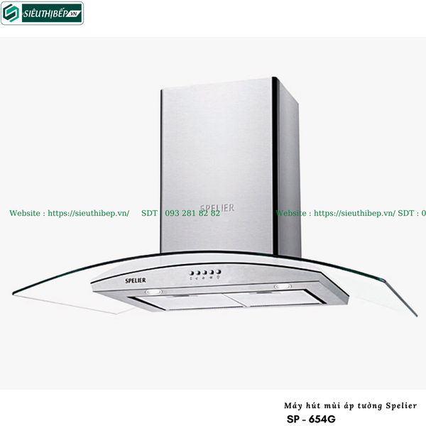 Máy hút mùi Spelier SP - 654G (Áp tường - Kính cong)