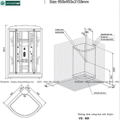 Phòng tắm xông hơi ướt Nofer VS - 801 (Công nghệ Châu Âu)