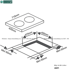 Bếp từ đôi Arber AB371 (Công suất max 3600W)