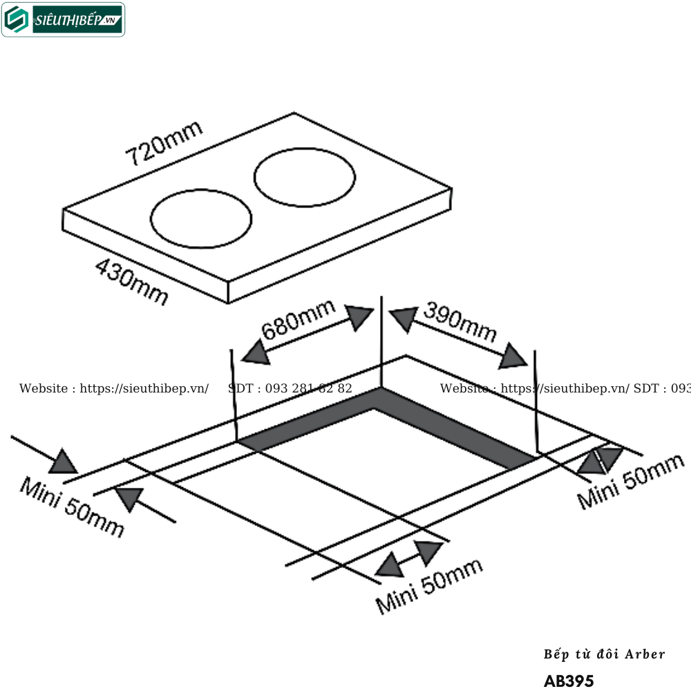 Bếp từ đôi Arber AB395