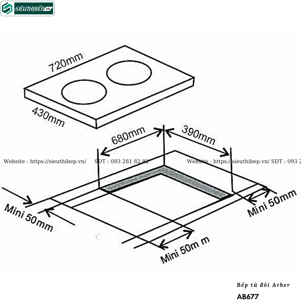 Bếp từ đôi Arber AB677 (Inverter tiết kiệm điện)