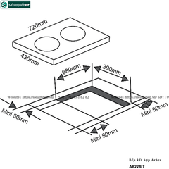 Bếp kết hợp Arber AB228IT (Từ kết hợp điện - 2 vùng nấu)