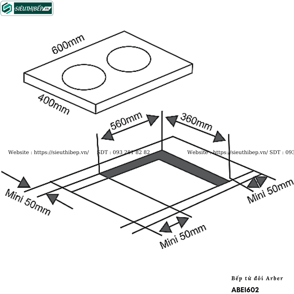 Bếp từ đôi Arber ABEI602 (Công suất max 3600W)