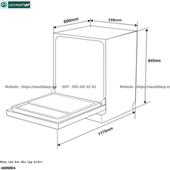 Máy rửa bát Arber ABMRB14 (Độc lập - 14 bộ bát đĩa Châu Âu)