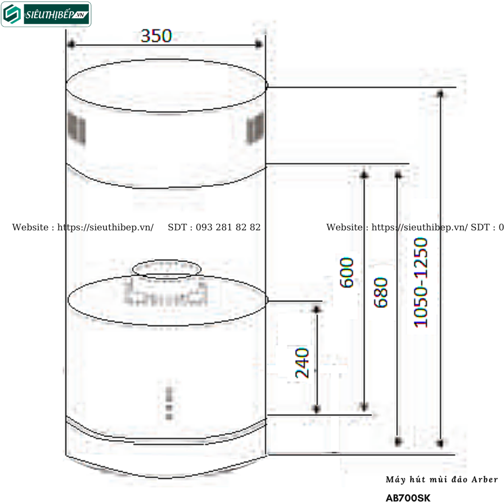 Máy hút mùi đảo Arber AB700SK (Treo độc lập - Tròn)