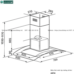 Máy hút mùi Arber AB705 (Áp tường - Kính cong)