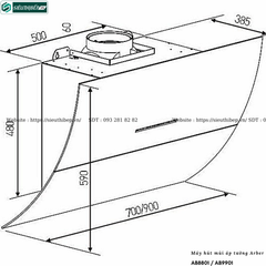 Máy hút mùi Arber AB8801 / AB9901 (Áp tường - Kính vát)