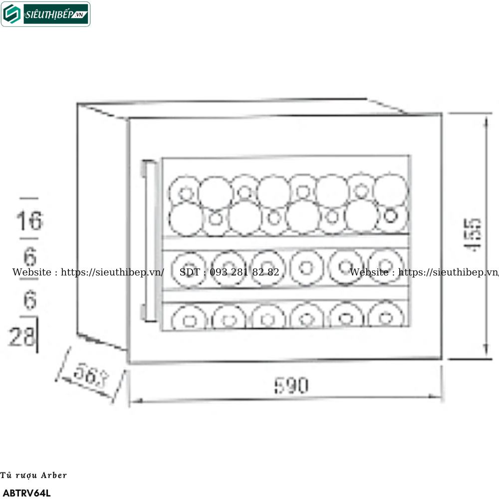 Tủ rượu Arber ABTRV64L (64 Lít - 28 chai)