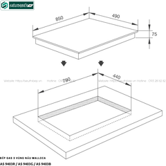 Bếp gas Malloca AS 9403R / AS 9403G / AS 9403B (3 vùng nấu)