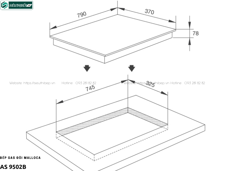Bếp gas đôi Malloca AS 9502B