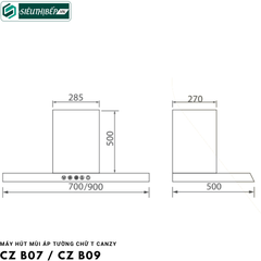 Máy hút mùi Canzy CZ B07 / CZ B09 (Áp tường - chữ T)