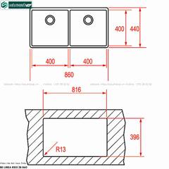 Chậu rửa bát Teka BE LINEA RS15 2B 740 / BE LINEA RS15 2B 860 (Inox - 2 hộc  đều lắp âm)
