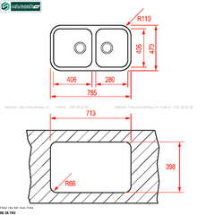 Chậu rửa bát Teka BE 2B 785 (Inox 2 hộc - Made in Spain)