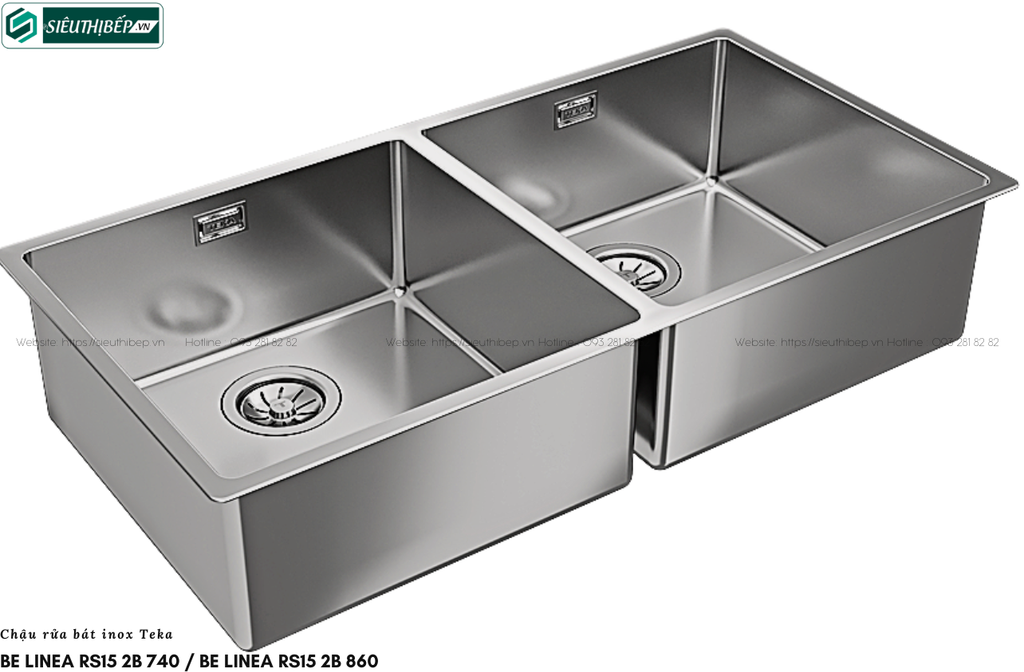 Chậu rửa bát Teka BE LINEA RS15 2B 740 / BE LINEA RS15 2B 860 (Inox - 2 hộc  đều lắp âm)