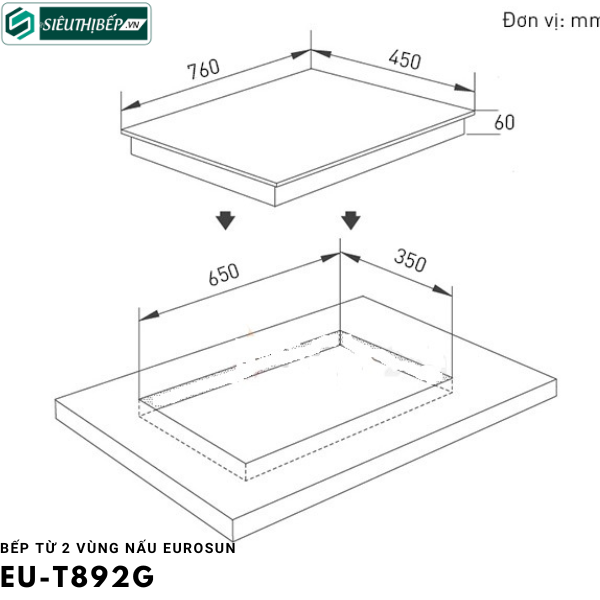 Bếp từ đôi Eurosun EU - T892G Inverter tiết kiệm điện